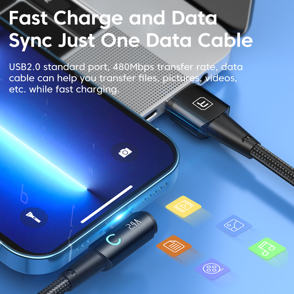 TOOCKI TQ-X25A1 USB-A to Lightning Right Angle Charging Data Cable, 2.4A, 2m TOOCKI TQ-X25A1 USB-A to Lightning Right Angle Charging Data Cable, 2.4A, 2m